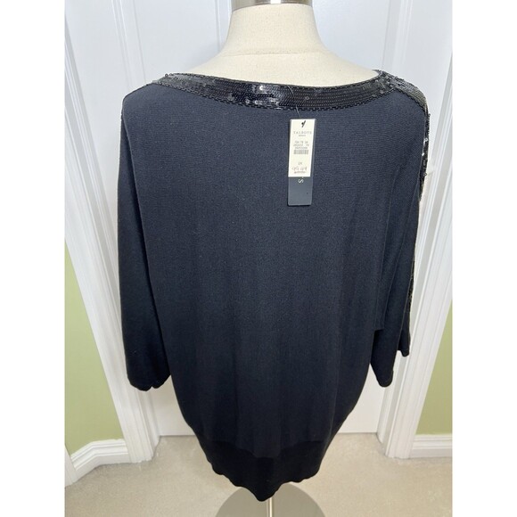 Talbots Woman knit Sweater Plus 2XL Kimono Sleeve Sequin Boat Neck Black New - Picture 10 of 10